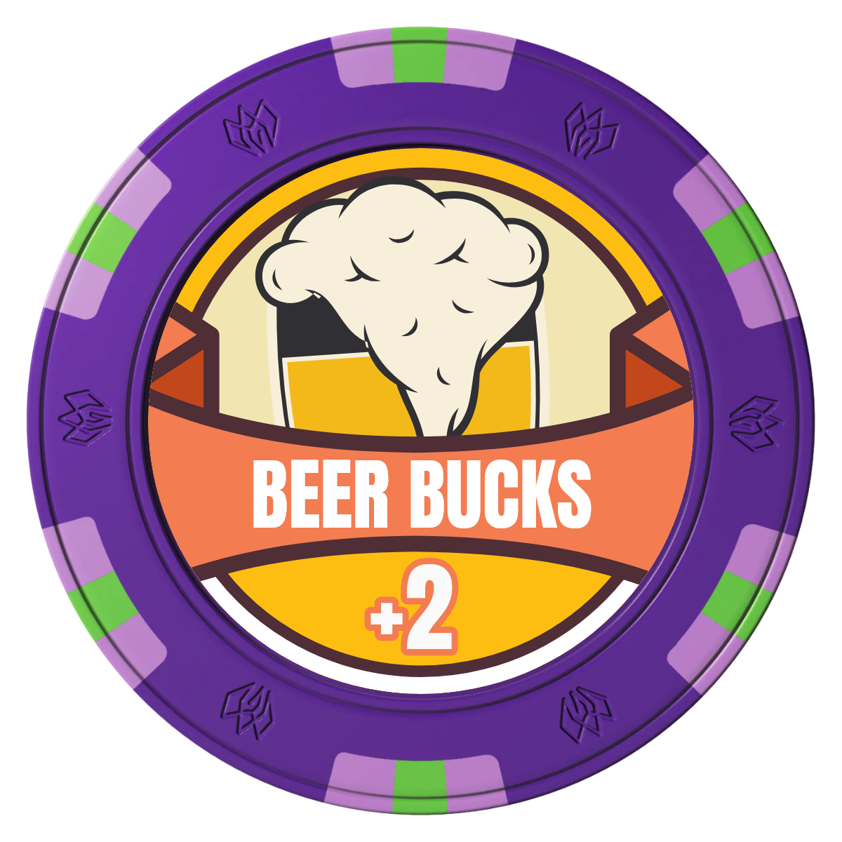 Banner Brew Clay Poker Chips - Purple / 6 Spot Gem / 43mm - Front