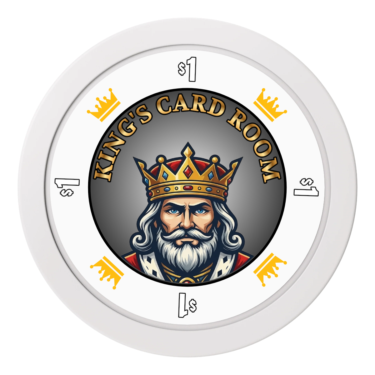 Kings 2" Oversized Poker Chips - White - Front