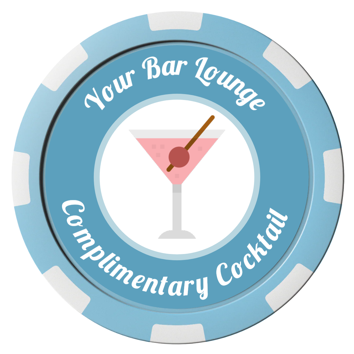 Fancy Drink Composite Poker Chips - Light Blue / 8 Spot - Front