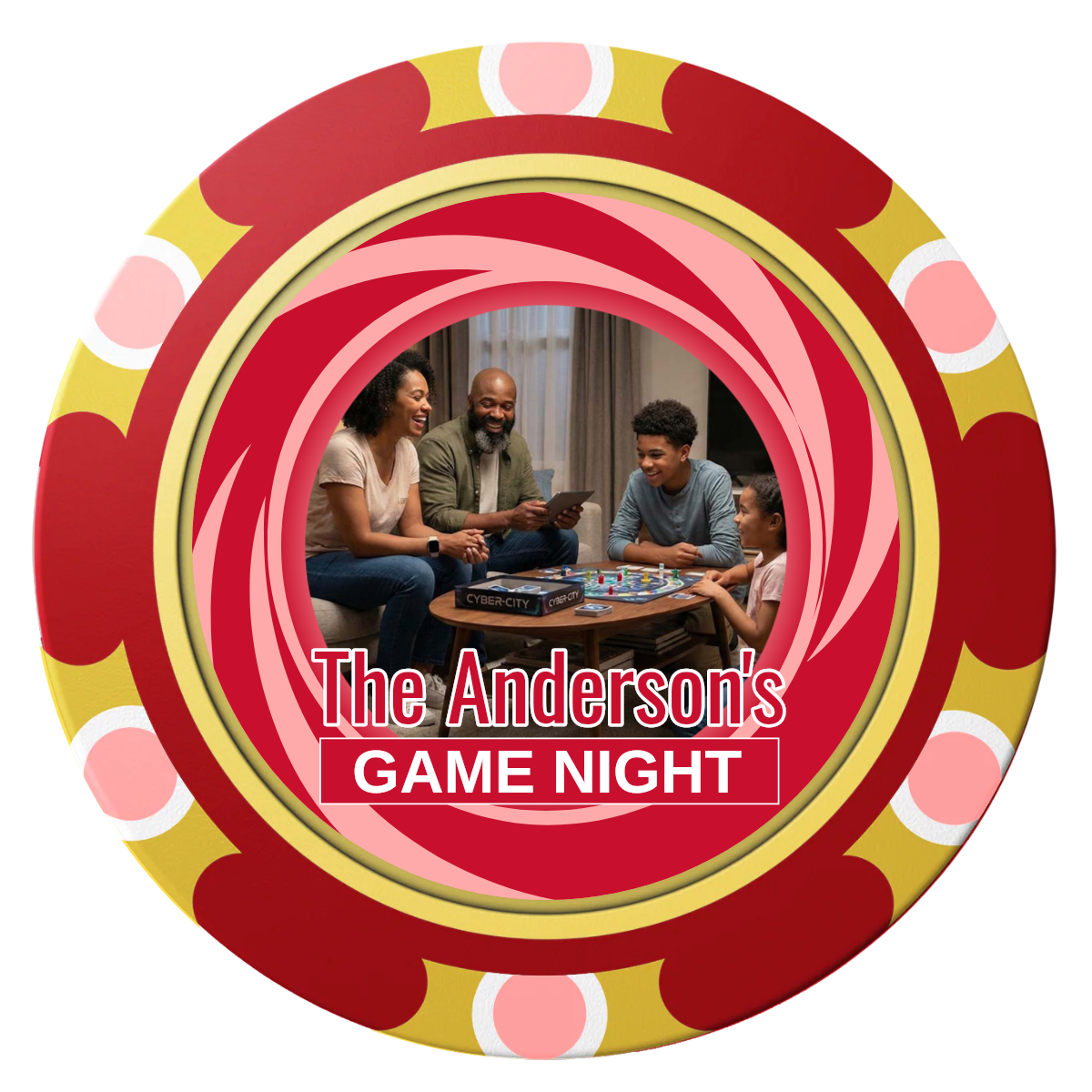 Anderson's Game Night Clay Poker Chips - Red / Monte Carlo / 40mm - Front