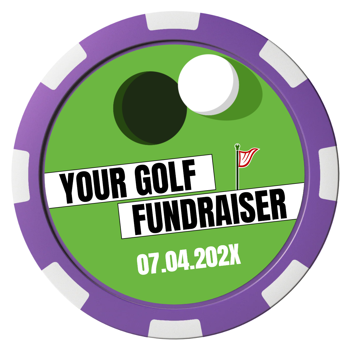 Putting Around Tournament Composite Poker Chips - Purple / 8 Spot - Front