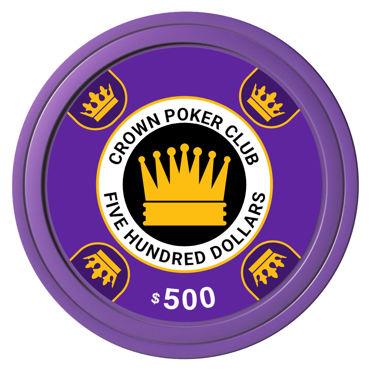 Crown Card Room Composite Poker Chips - Purple / Solid - Front