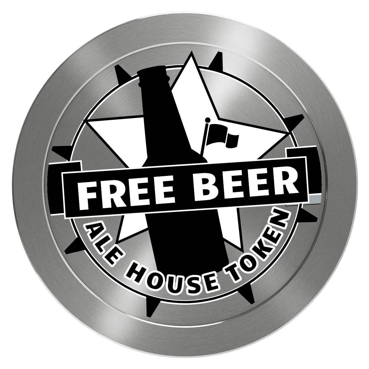 Free Beer Drink Aluminum Poker Chips - Silver - Front
