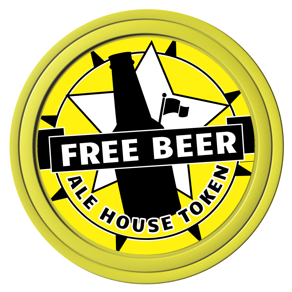 Free Beer Drink Composite Poker Chips - Yellow / Solid - Front