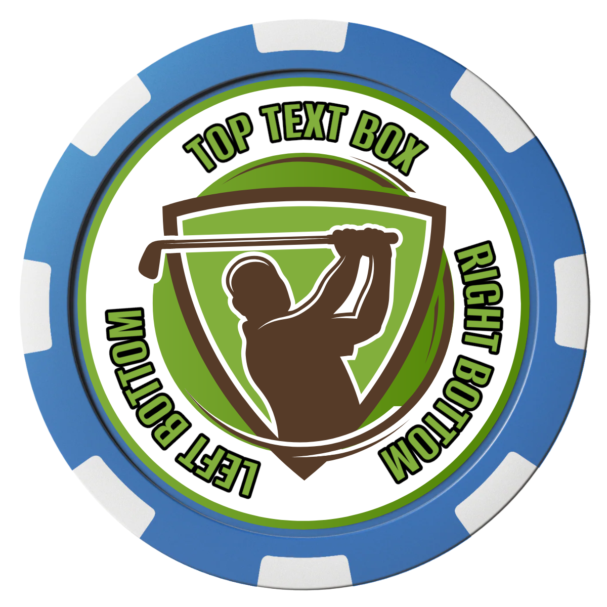 The Golfer Magnetic Composite Poker Chips - Blue / 8 Spot - Front