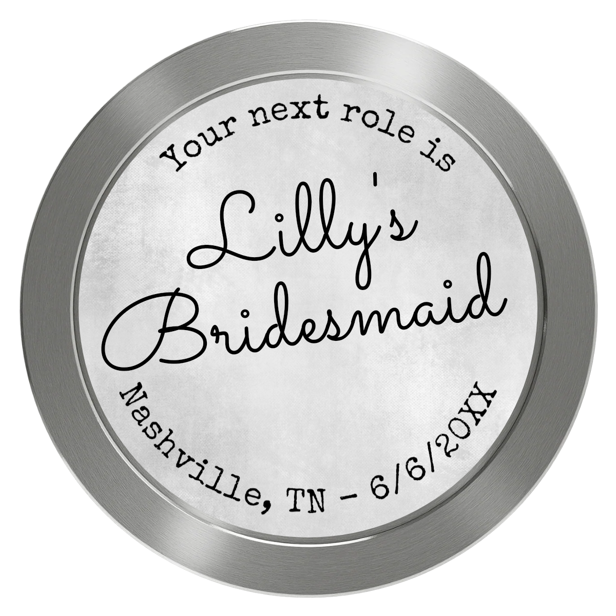 Be My Bridesmaid Simple Aluminum Poker Card Guards - Silver - Front