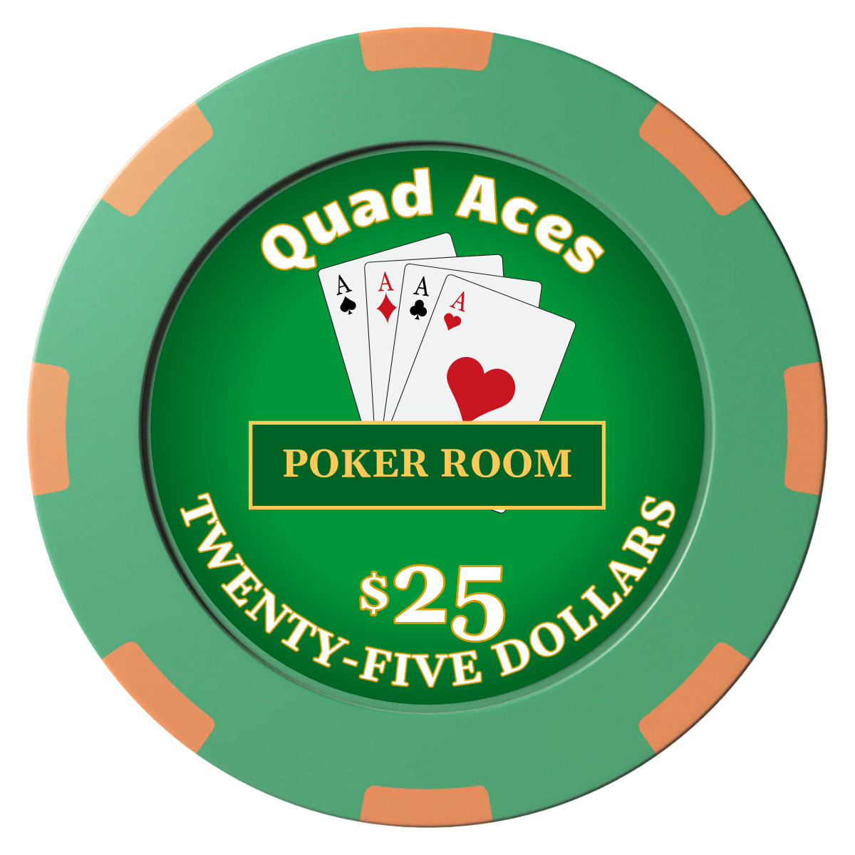 Quad Aces Clay Poker Chips - Green / 8 Spot (2 Tone) / 40mm - Front