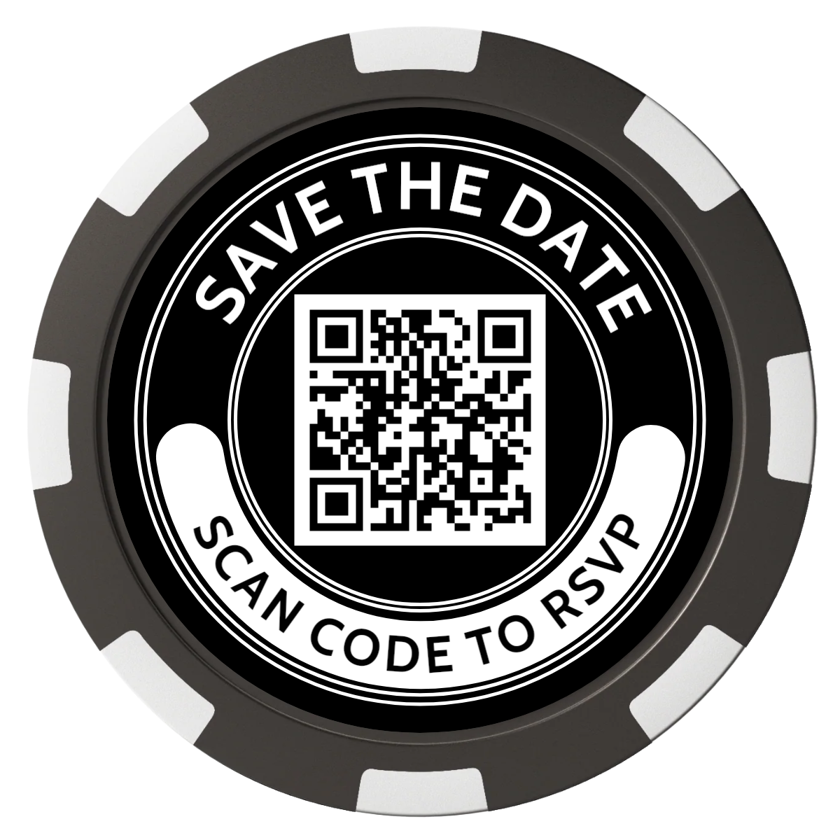 Save the Date Photo QR Code Composite Poker Chips - Black / 8 Spot - Back