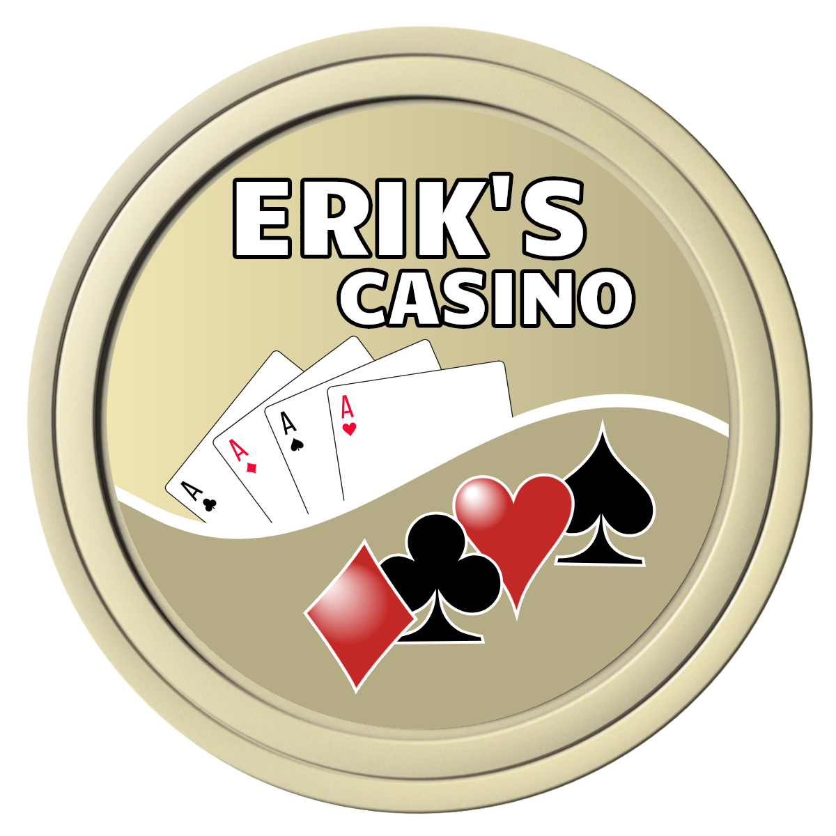 Erik's Casino Composite Poker Chips - Ivory / Solid - Front