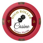 High Roller Casino Composite & Metal Hybrid Poker Chips - Red - Front