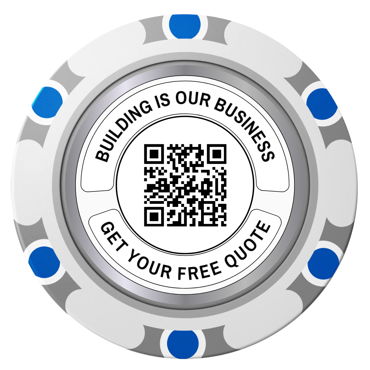 Acme Construction Clay Poker Chips - White / Monte Carlo / 40mm - Front