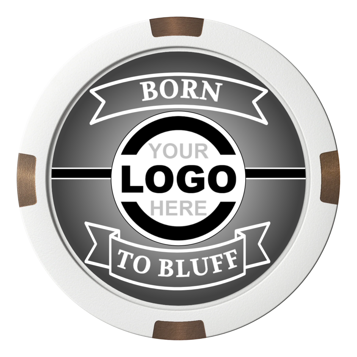 Double Banner Composite & Metal Hybrid Poker Card Protectors - White - Front