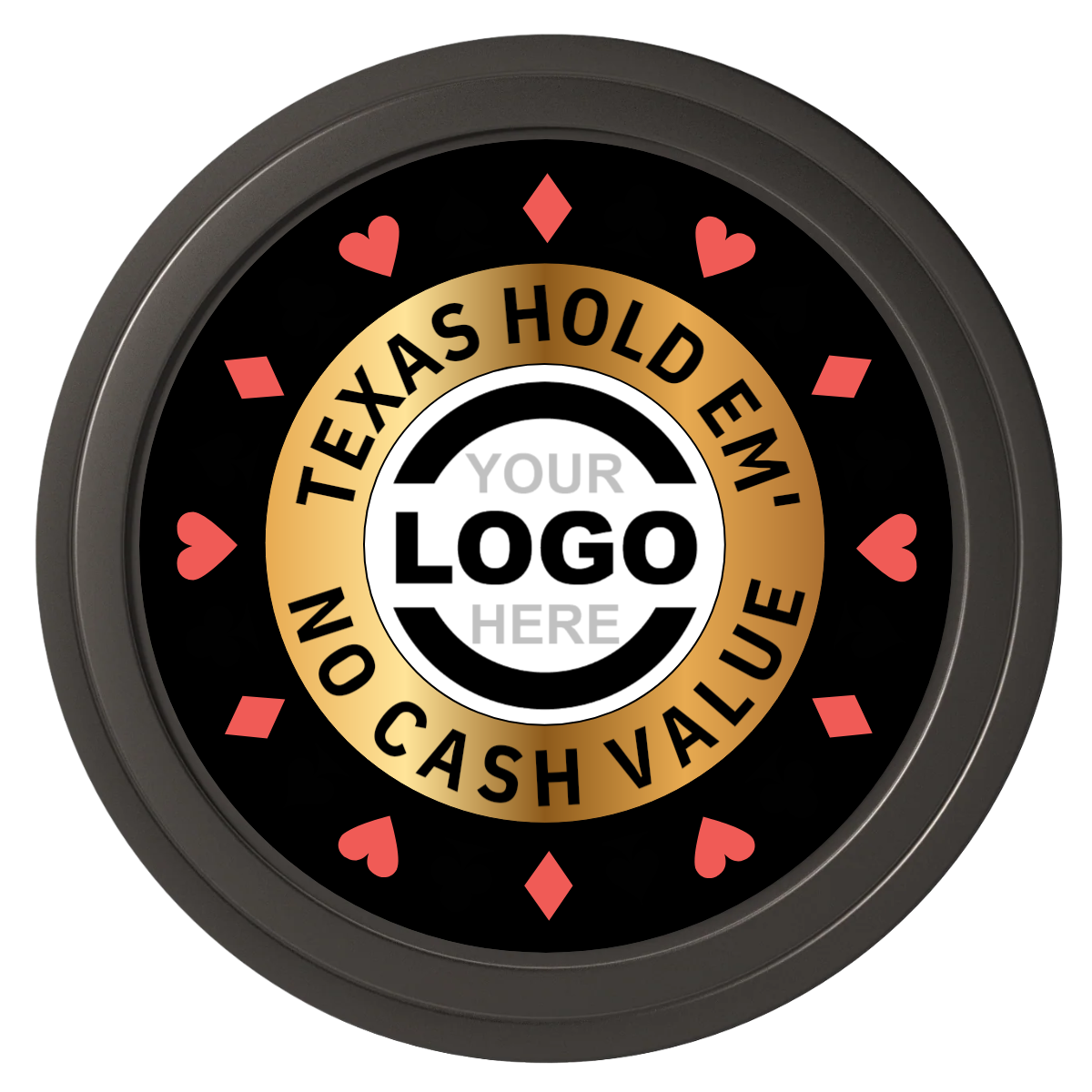 Texas Hold Em' Composite Poker Chips - Black / Solid - Back