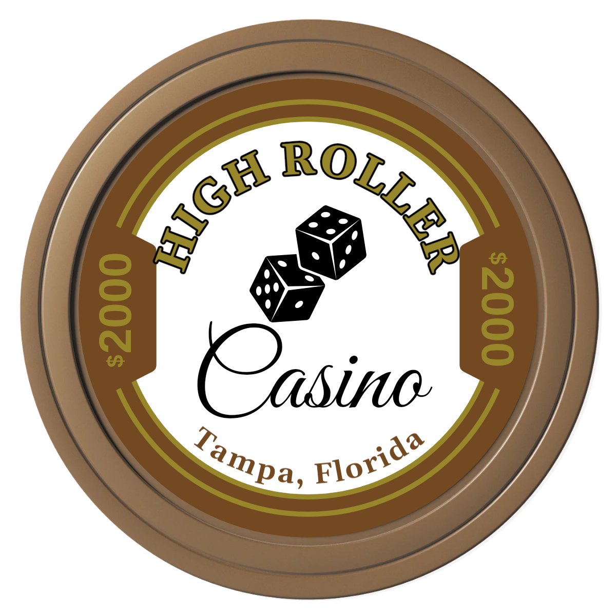 High Roller Casino Composite Poker Chips - Brown / Solid - Front