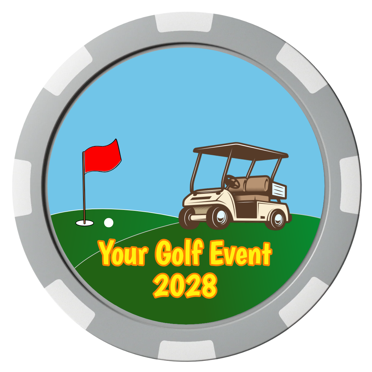 Going Golfing Today Composite Poker Chips - Gray / 8 Spot - Front