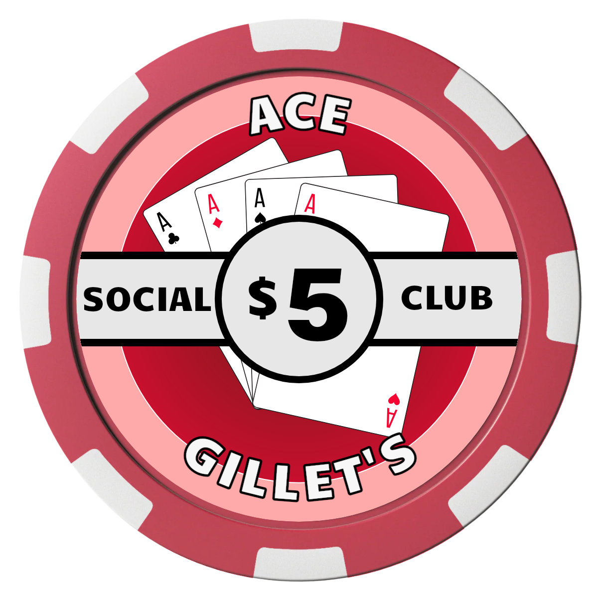 Ace Gillet's Magnetic Composite Poker Chips - Red / 8 Spot - Front