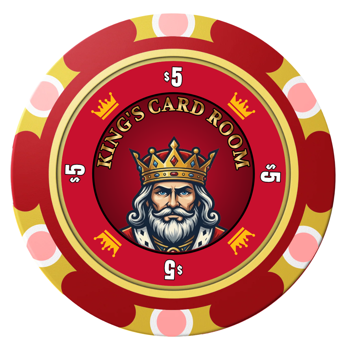 Kings Clay Poker Chips - Red / Monte Carlo / 40mm - Front