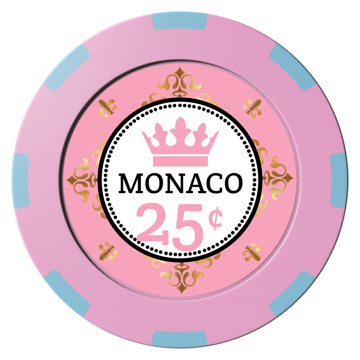 Monaco #001 Clay Poker Chips - Pink / 8 Spot (2 Tone) / 40mm - Front