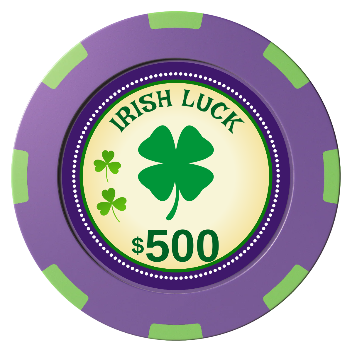 Irish Luck Clay Poker Chips - Purple / 8 Spot (2 Tone) / 40mm - Front