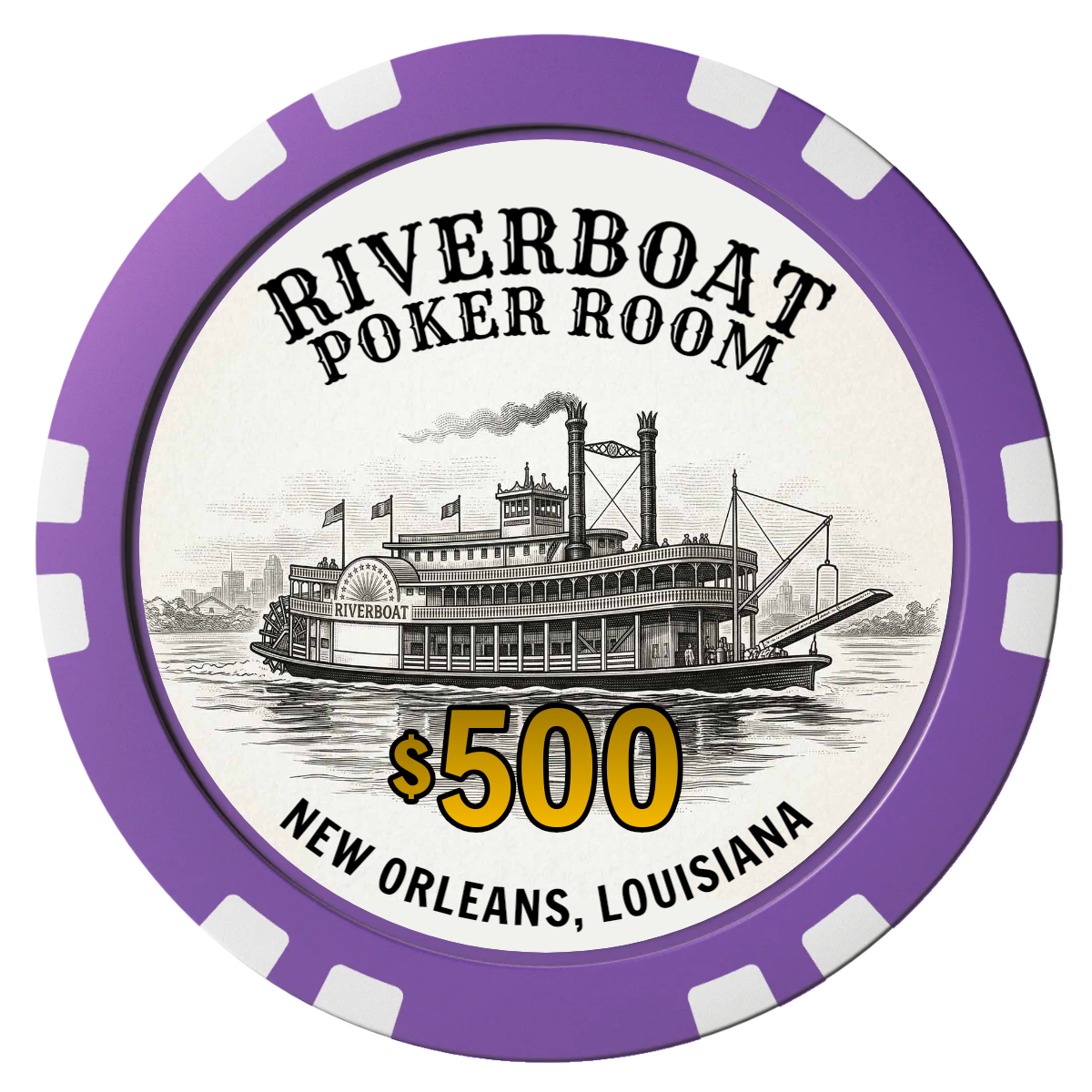 Riverboat Poker Room Composite Poker Chips - Purple / Double Stripe - Front