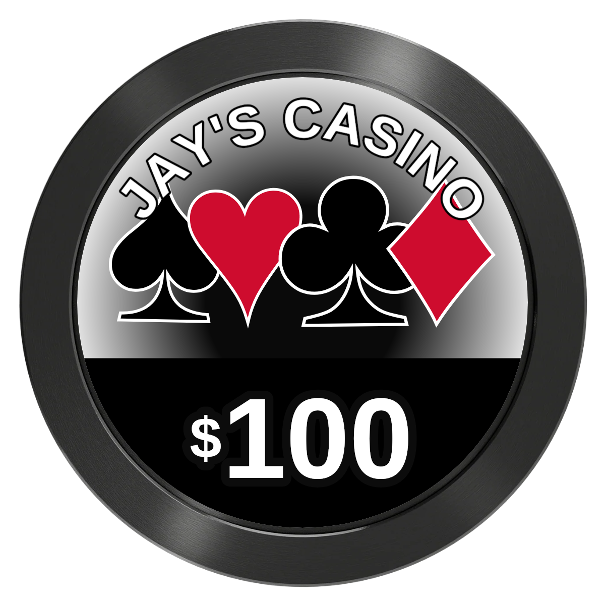 Jay's Casino Aluminum Poker Chips - Black - Back
