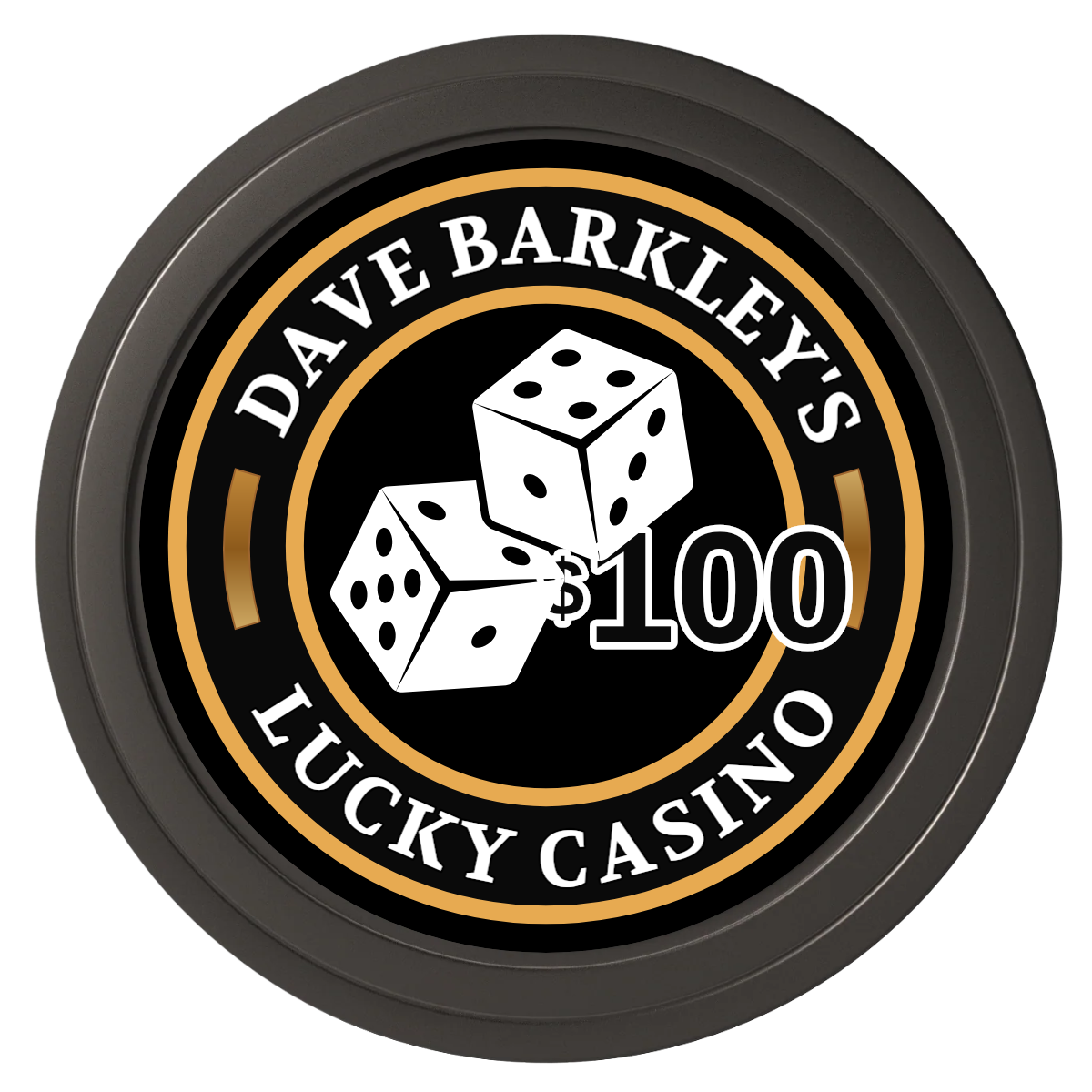 Dave's Lucky Casino Composite Poker Chips - Black / Solid - Front