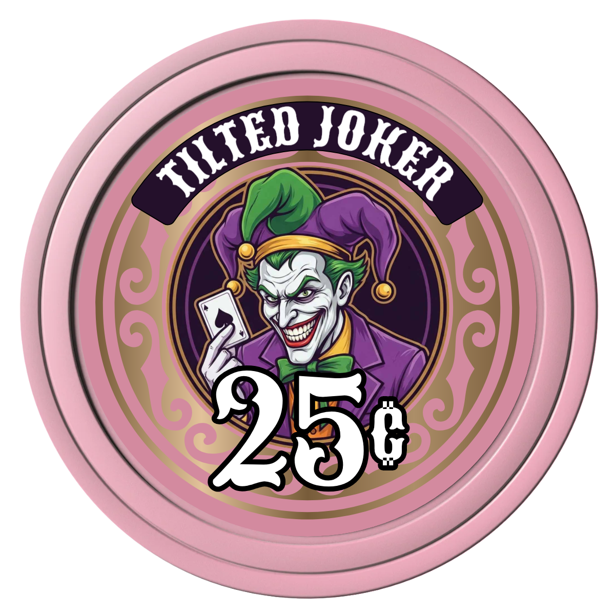 Tilted Joker Composite Poker Chips - Pink / Solid - Front