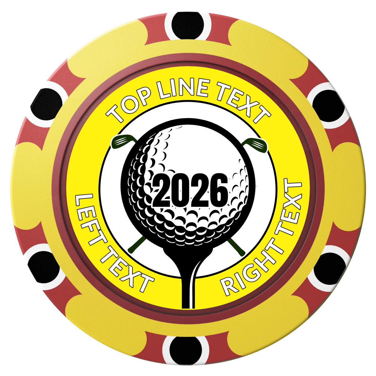 Tee it up Clay Poker Chips - Yellow / Monte Carlo / 40mm - Front