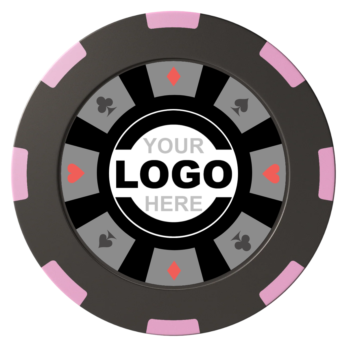 Suit 8 Your Logo Clay Poker Chips - Black / 8 Spot (2 Tone) / 40mm - Front