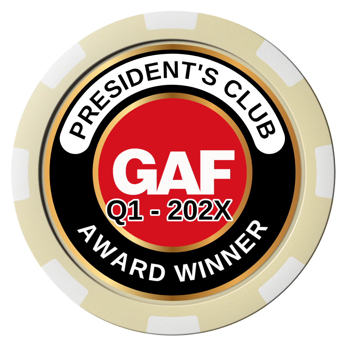 President's Club Composite Poker Chips - Ivory / 8 Spot - Front