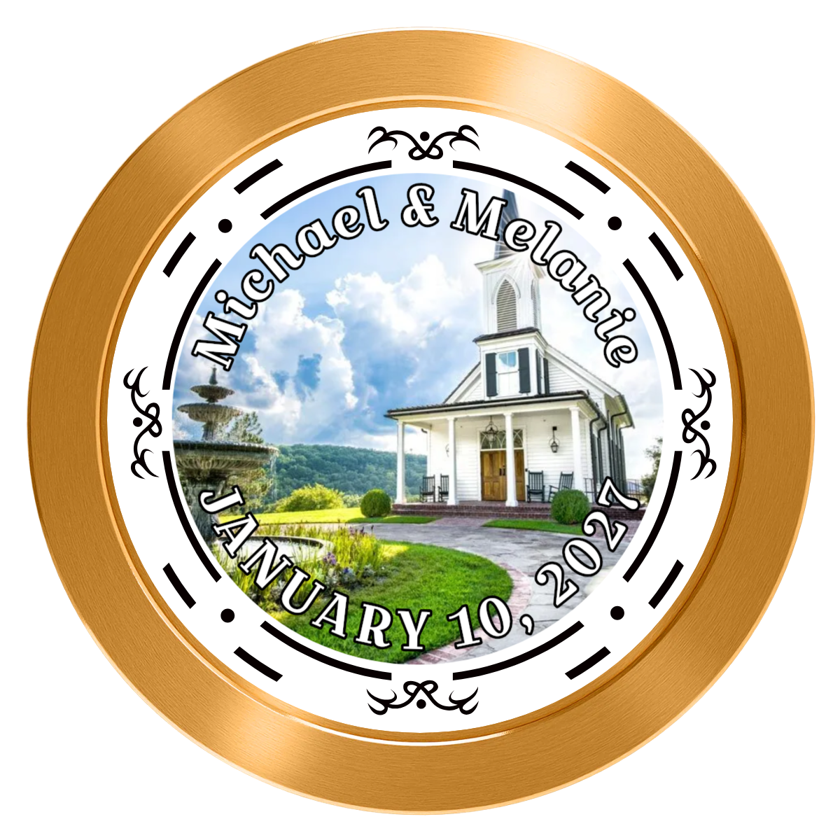 Save the Date Element Aluminum Poker Chips - Gold - Back