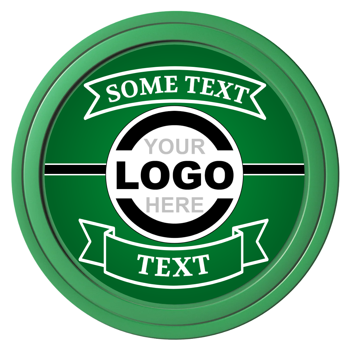 Double Banner Composite Poker Chips - Green / Solid - Front