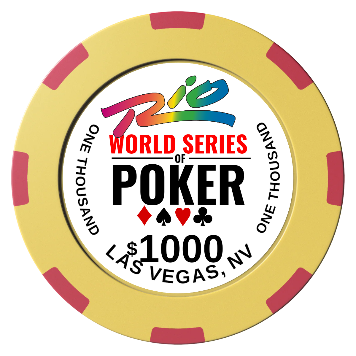 WSOP Clay Poker Chips - Yellow / 8 Spot (2 Tone) / 40mm - Front