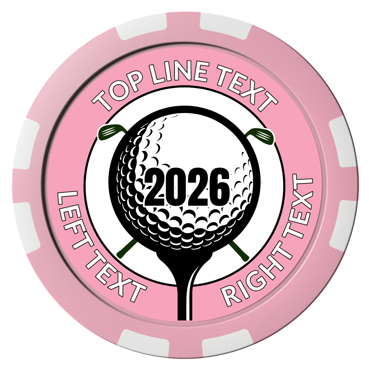 Tee it up Composite Poker Chips - Pink / 8 Stripe - Front