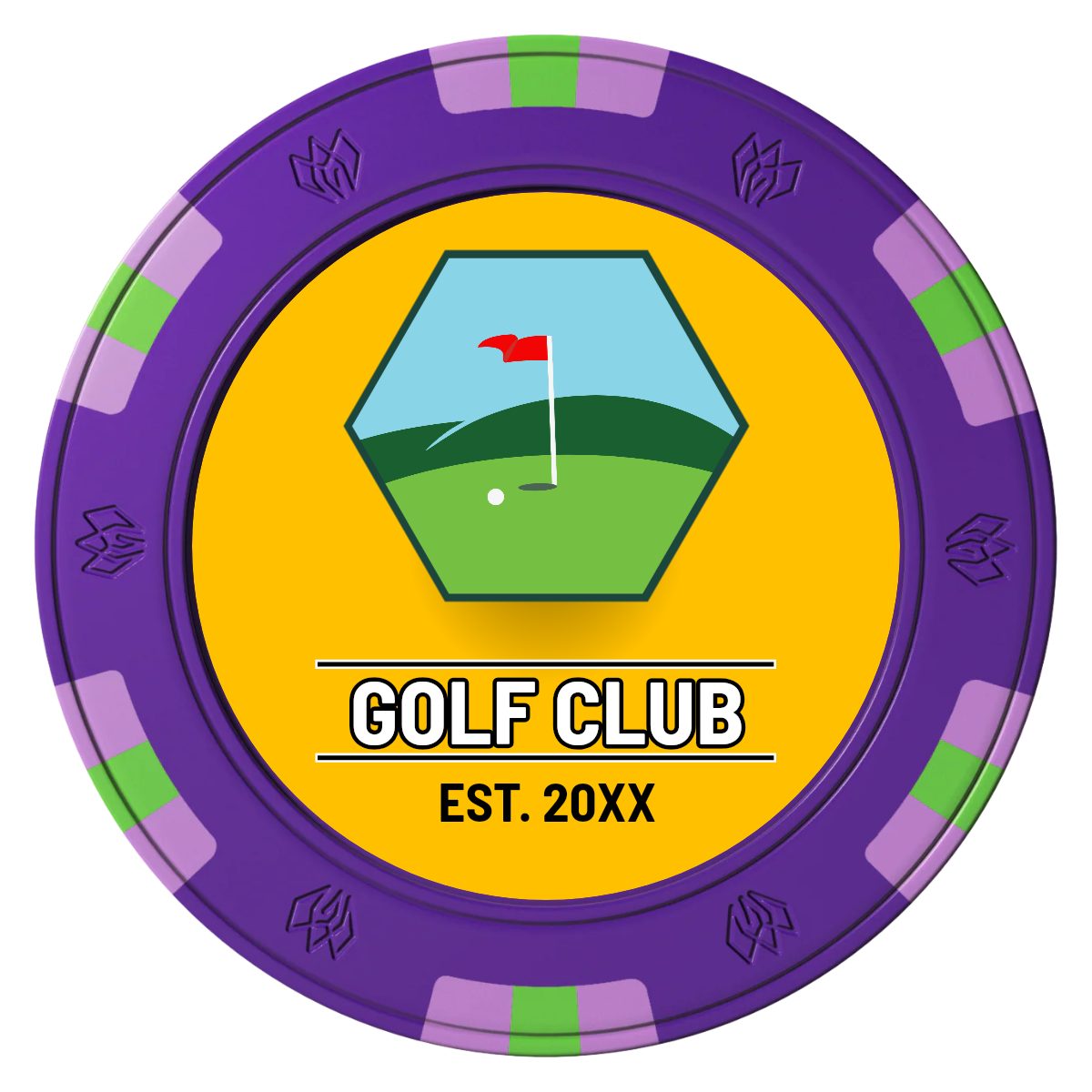 Birdy Bevy Clay Poker Chips - Purple / 6 Spot Gem / 43mm - Front