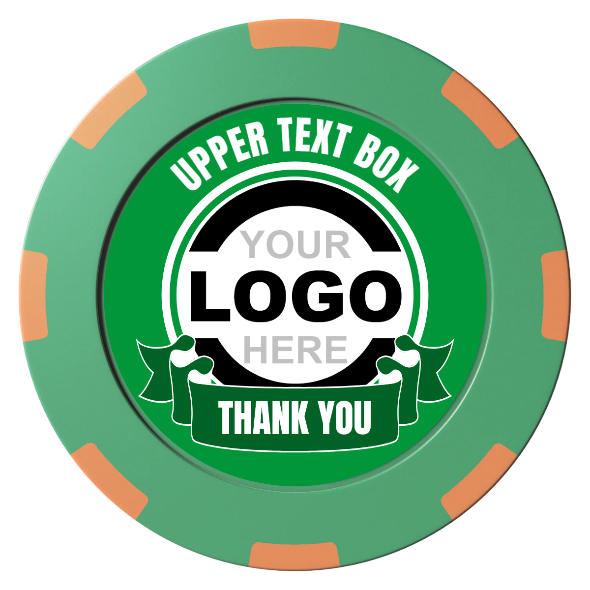 Lower Banner Clay Poker Chips - Green / 8 Spot (2 Tone) / 40mm - Front