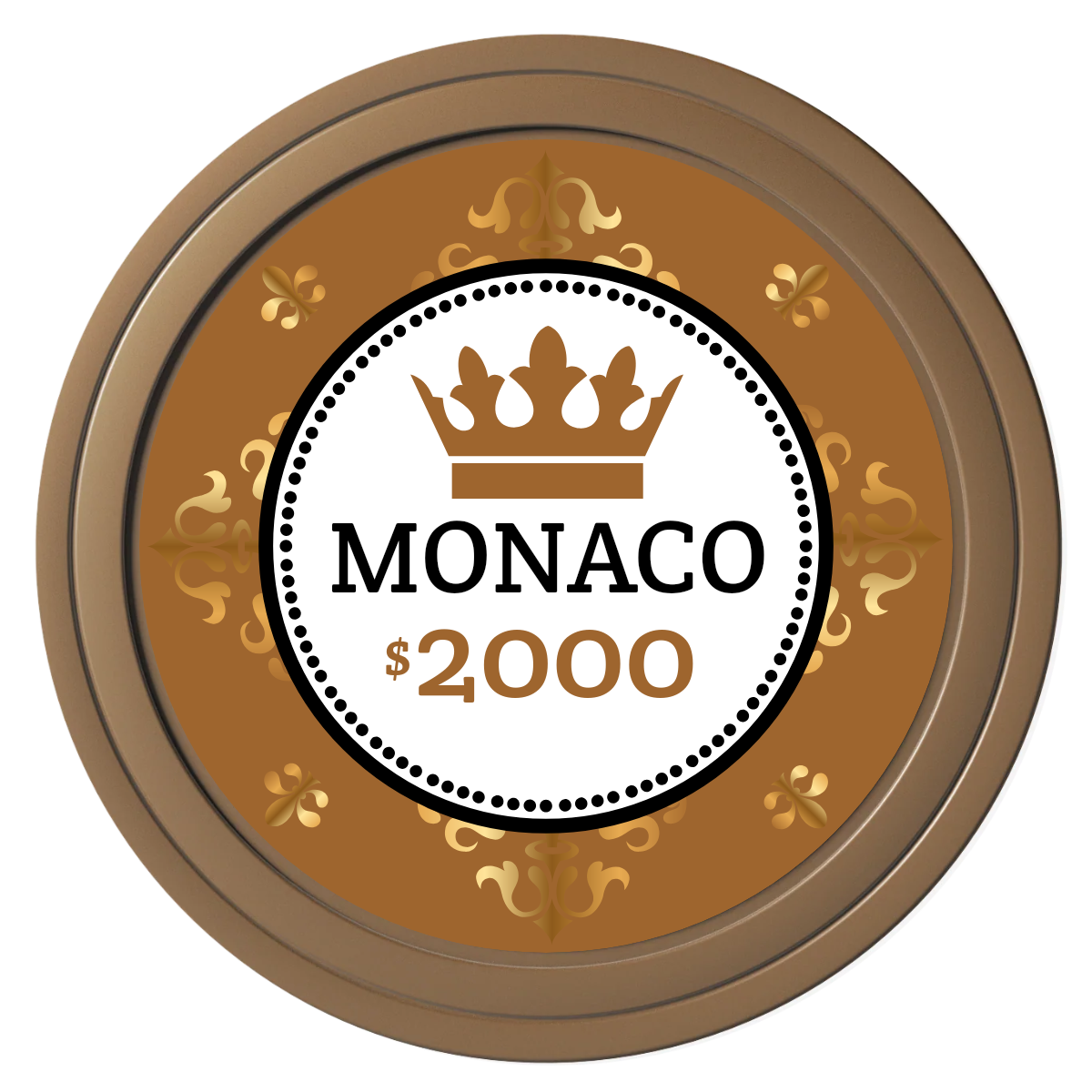 Monaco #001 Composite Poker Chips - Brown / Solid - Front