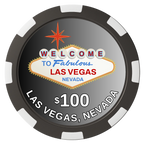 Vegas Sign Composite Poker Chips - Black / 8 Spot - Back