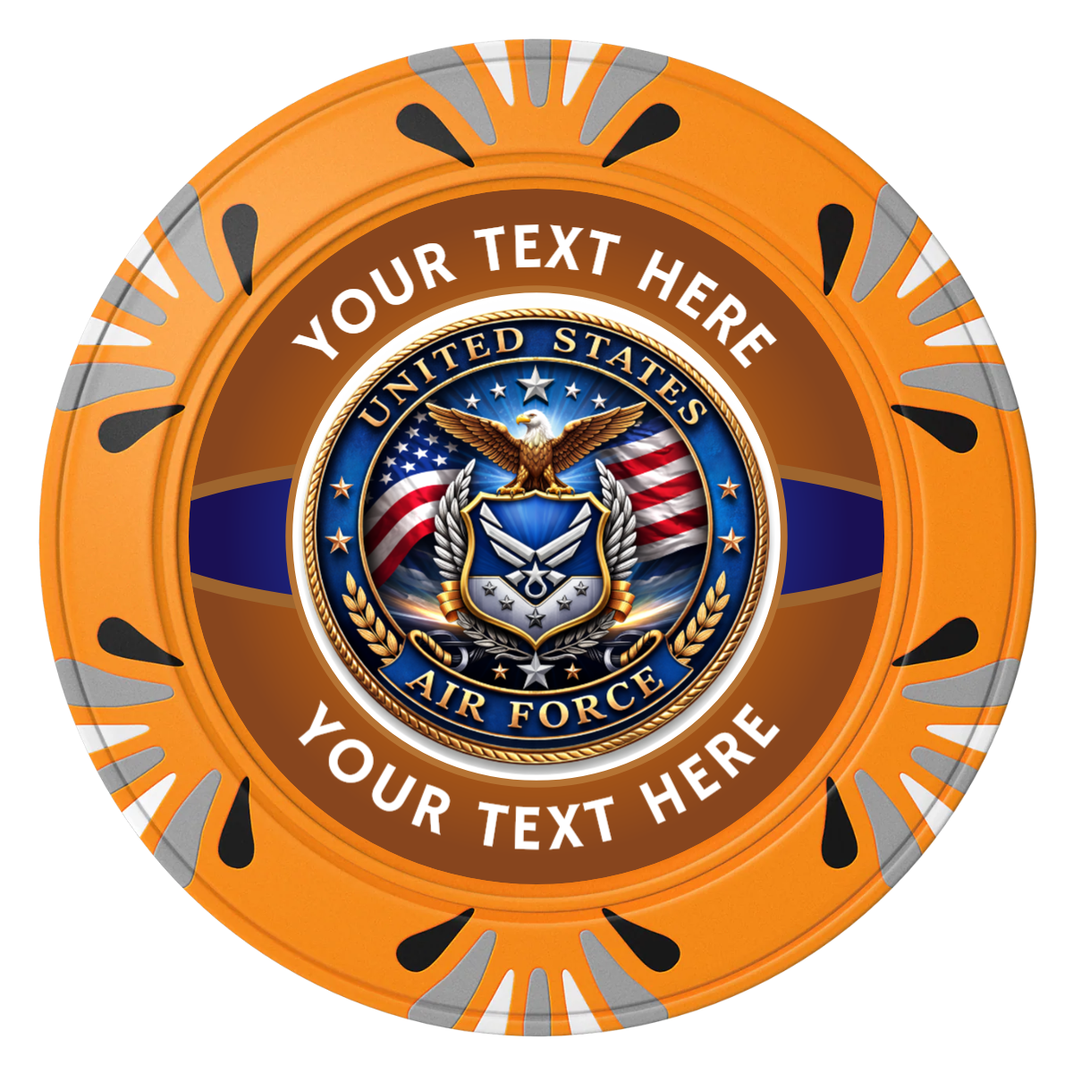 Air Force Clay Poker Chips - Orange / Macau / 40mm - Front