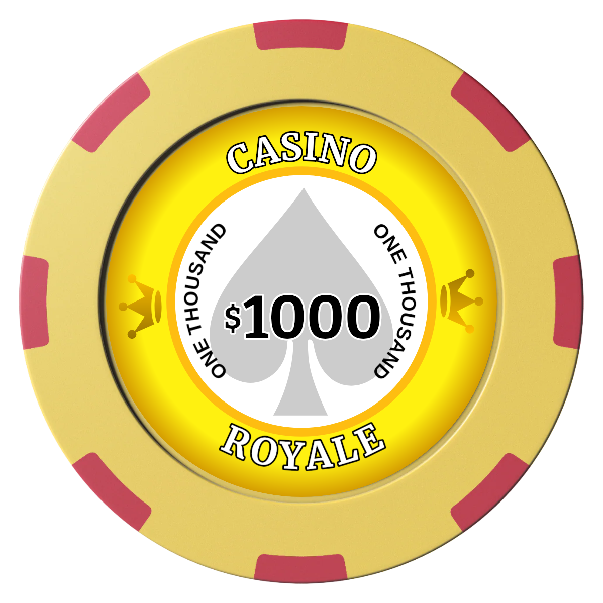 Casino Royale Clay Poker Chips - Yellow / 8 Spot (2 Tone) / 40mm - Front