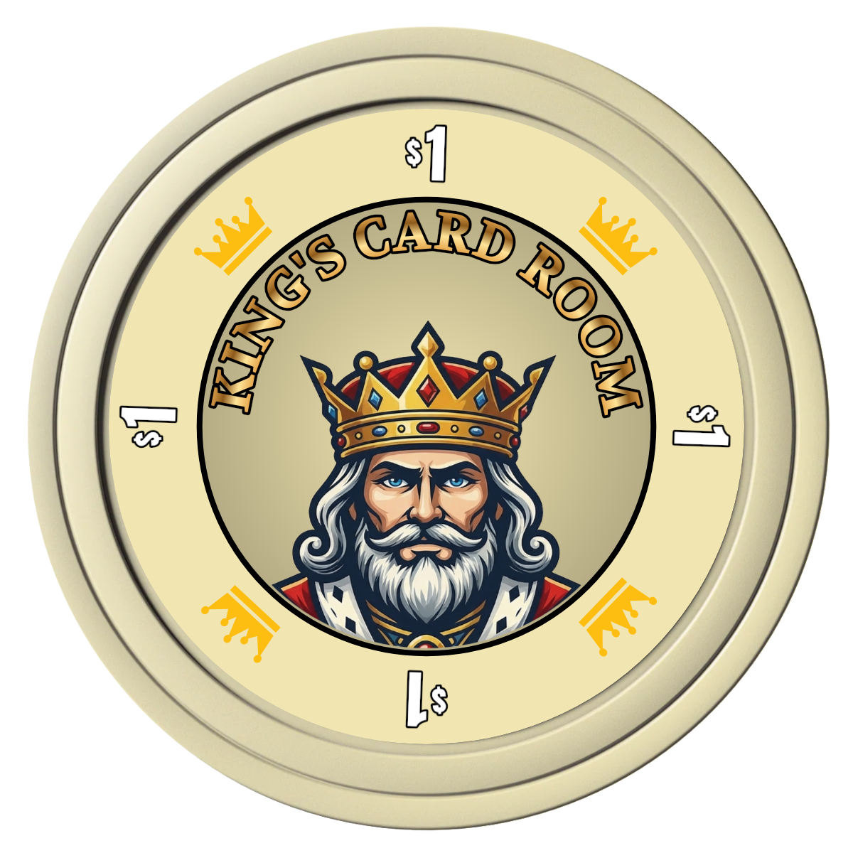 Kings Composite Poker Chips - Ivory / Solid - Front