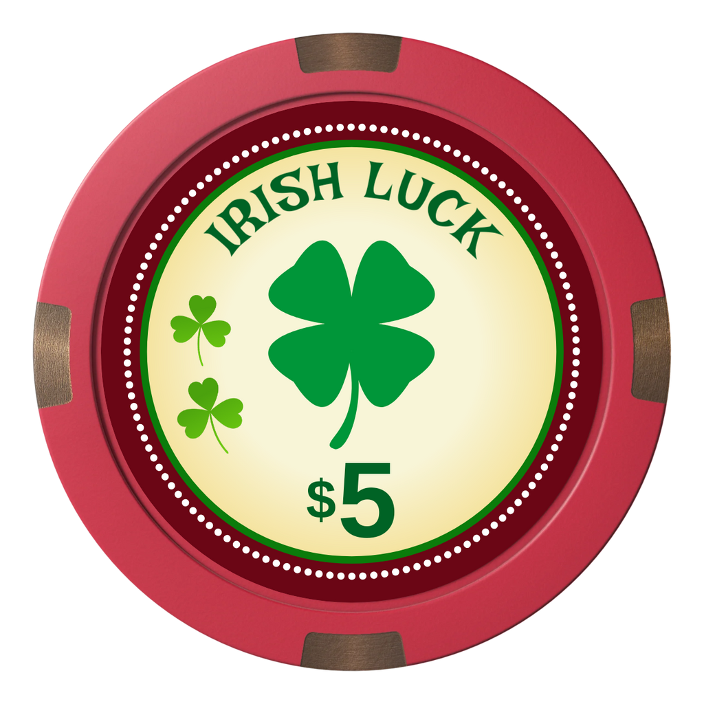 Irish Luck Composite & Metal Hybrid Poker Chips - Red - Back