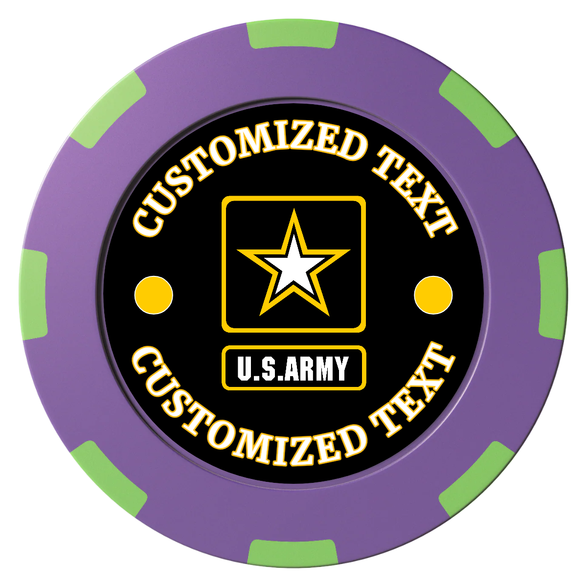 Army Strong Clay Poker Chips - Purple / 8 Spot (2 Tone) / 40mm - Front