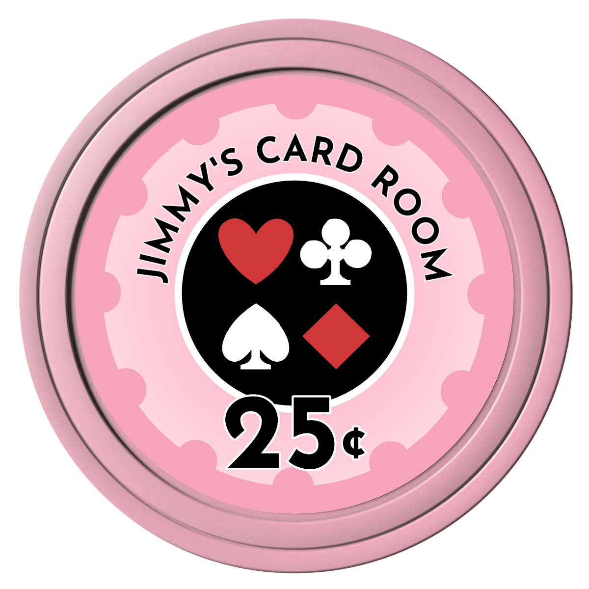 Your Four Suits Composite Poker Chips - Pink / Solid - Front