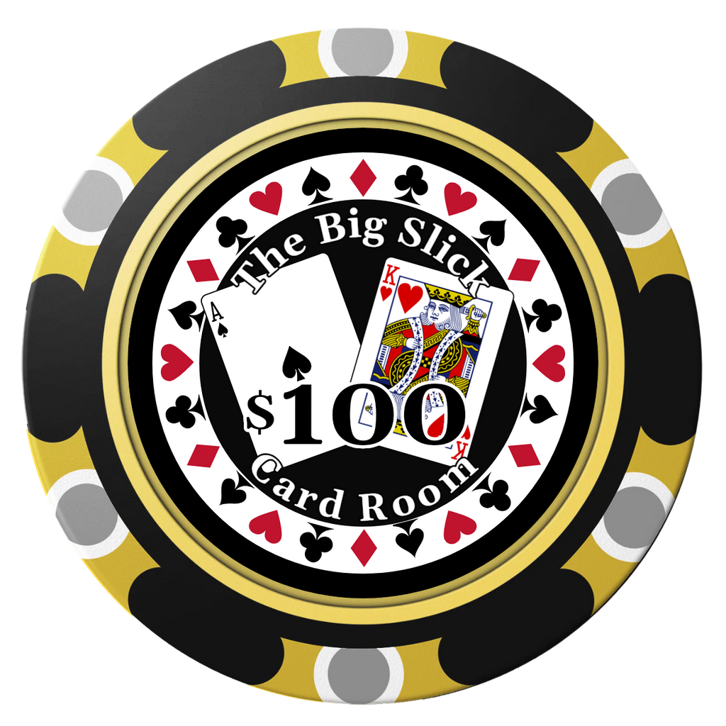 AK Big Slick Clay Poker Chips - Black / Monte Carlo / 40mm - Front