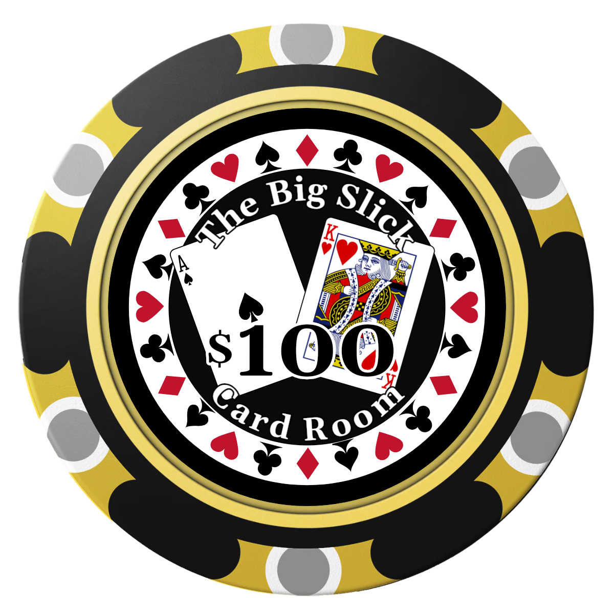AK Big Slick Clay Poker Chips - Black / Monte Carlo / 40mm - Front