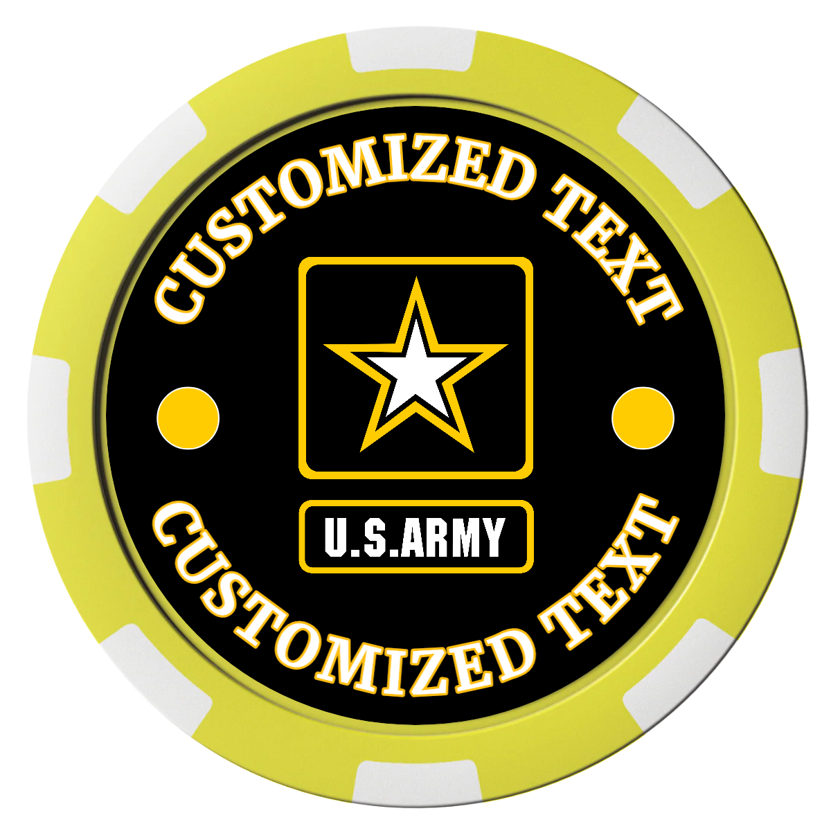 Army Strong Composite Poker Chips - Yellow / 8 Spot - Front