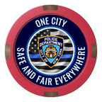 NYPD Safe and Fair Composite & Metal Hybrid Poker Chips - Red - Back