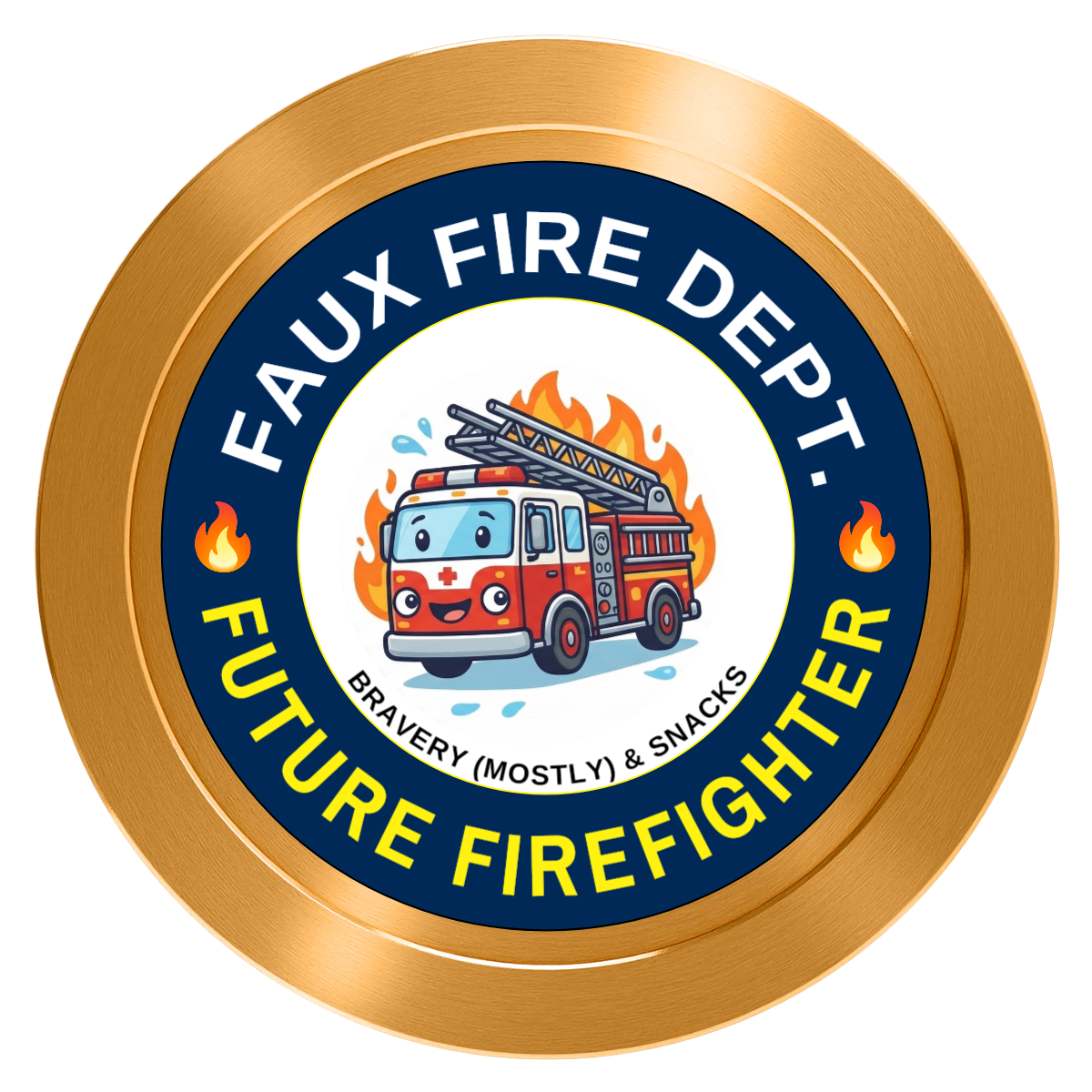 Future Firefighter Aluminum Poker Chips - Gold - Front