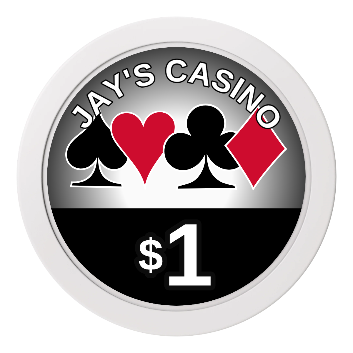 Jay's Casino 2" Oversized Poker Chips - White - Front